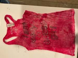 Guess Y2K Pink Tie Dye Rhinestone I Am Really A Guess Girl Tank Top